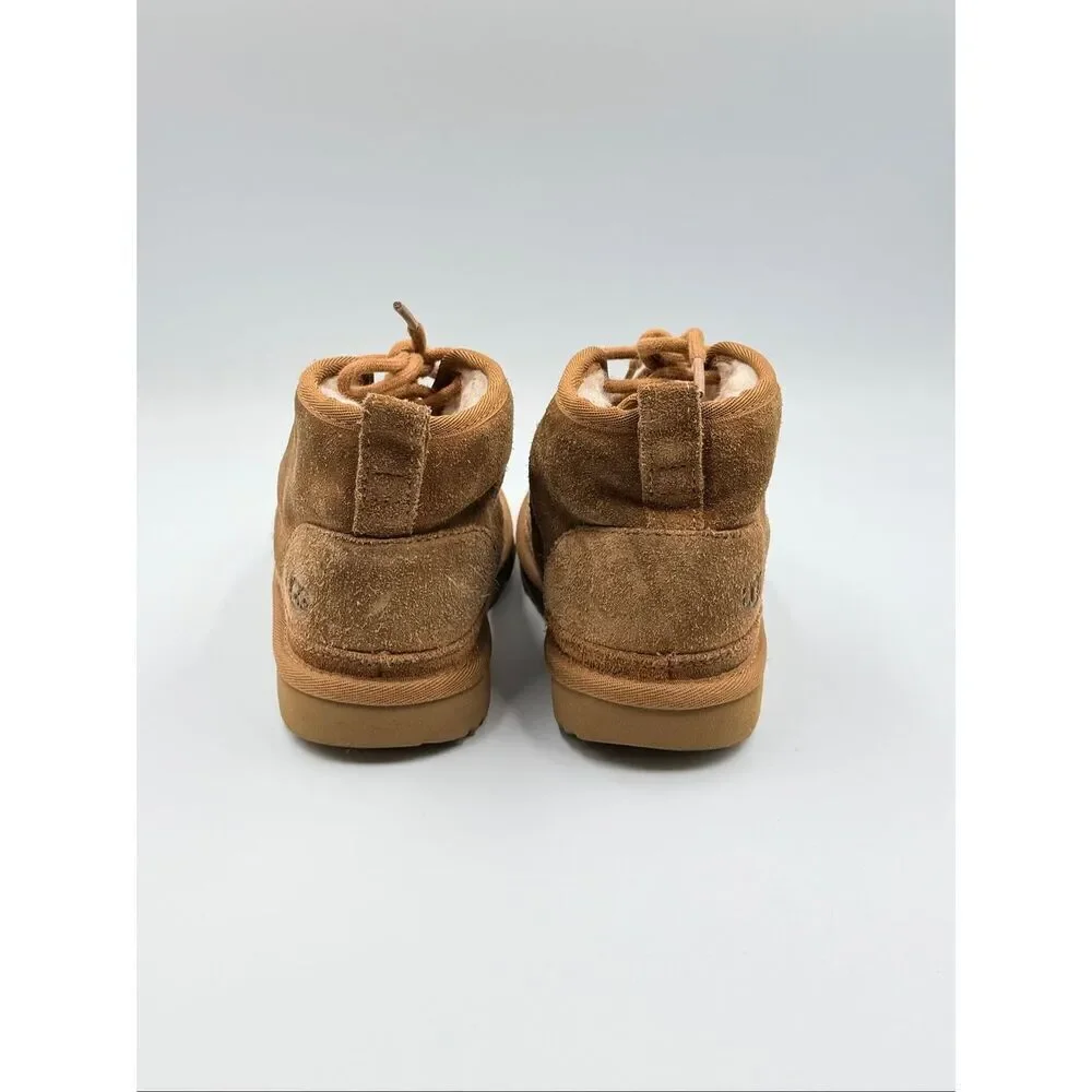 UGG Neumel II Boot Chestnut Brown Suede Lace Chukka Little Kid Size 1 Shoes EUC